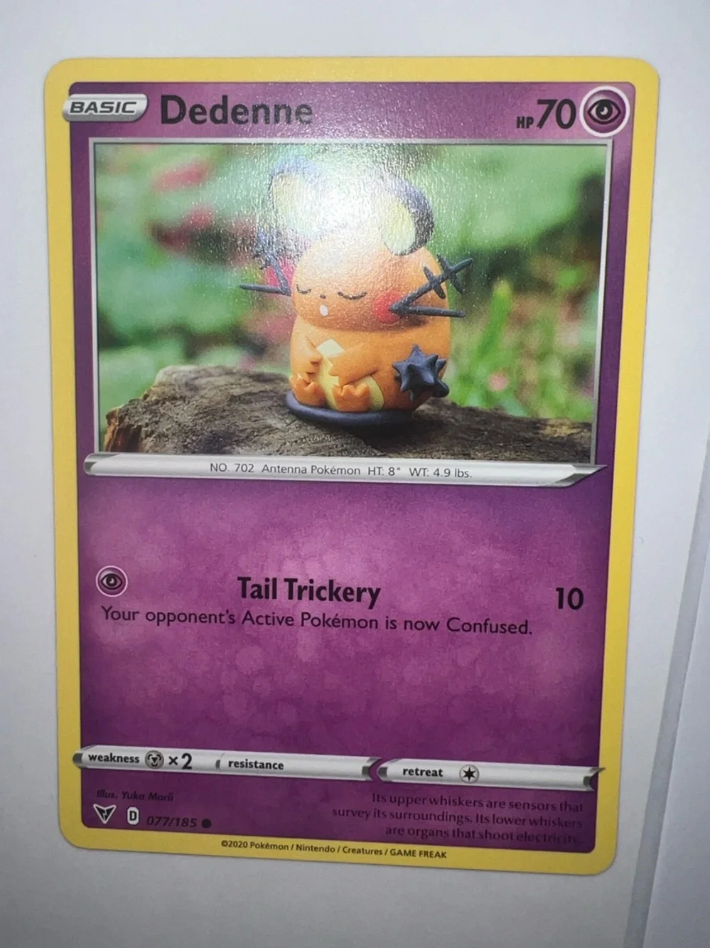 Pokemon Dedenne Card - Purple and Yellow